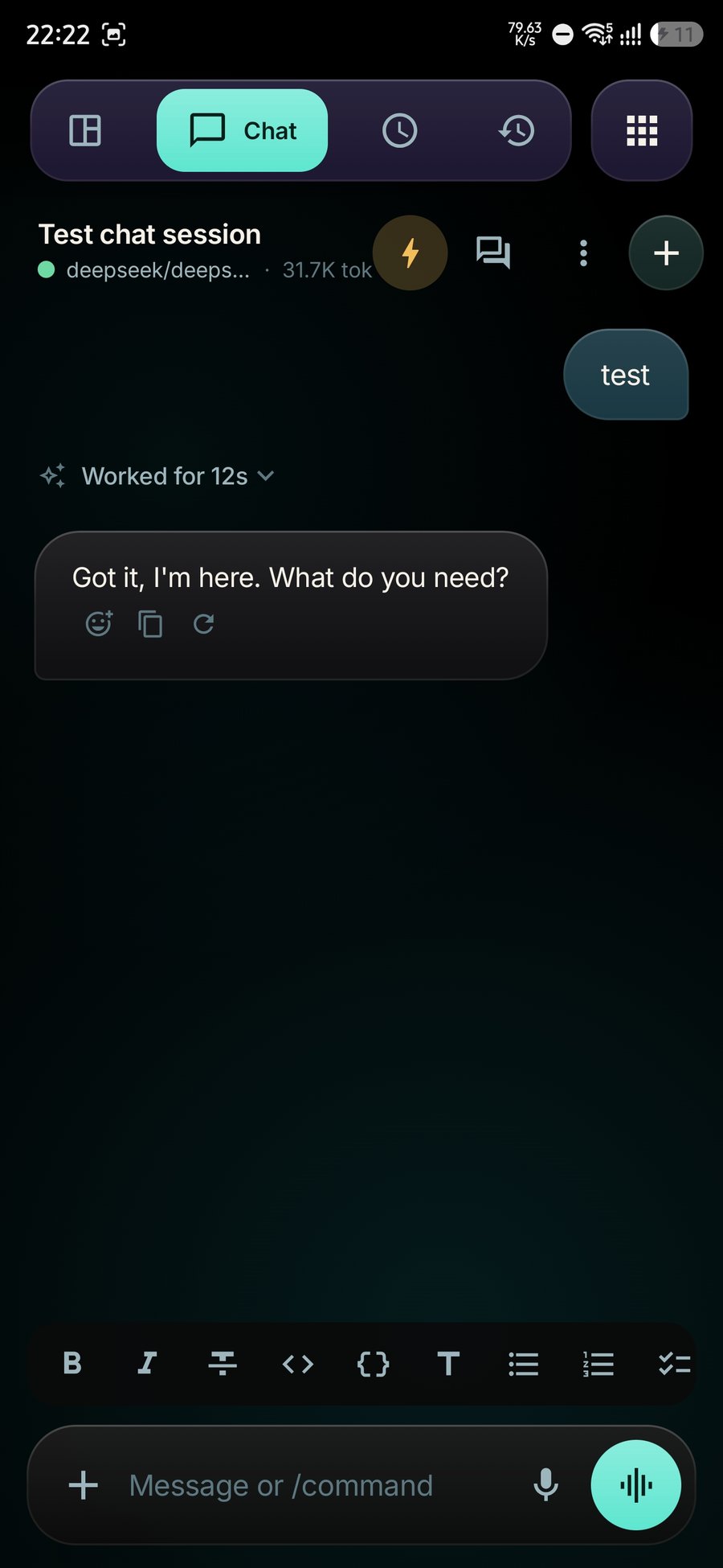 Talaria chat screen